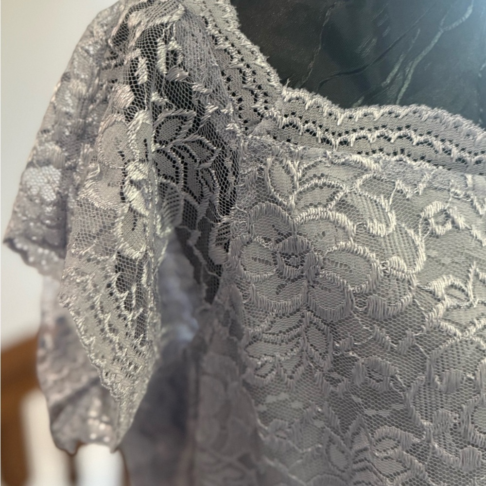 Worthington 16T Tall Silver Lace Sheath Dress Wedding Guest - Picture 8 of 10